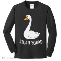 Cute Swan Squad Funny Team Swans Kids Long Sleeve Shirt thumb 0