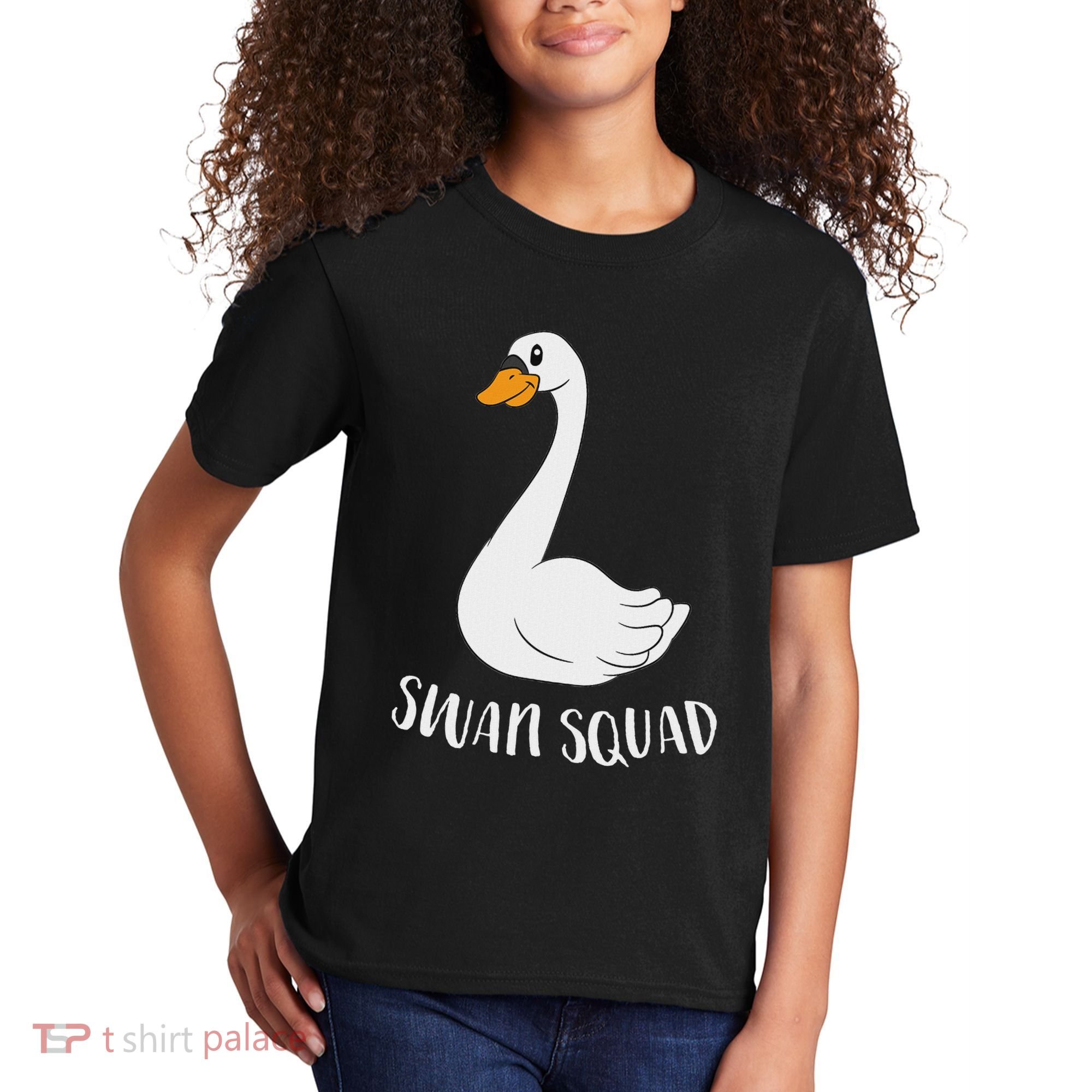 Cute Swan Squad Funny Team Swans Kids T-Shirt
