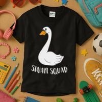 Cute Swan Squad Funny Team Swans Kids T-Shirt thumb 3