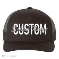 Custom School Spirit Personalize Name Text Yupoong Adult 5-Panel Trucker Hat thumb 0