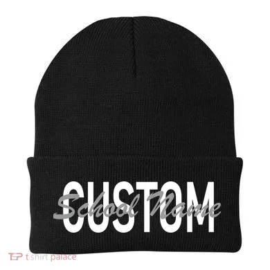 Custom School Spirit Personalize Name Text Beanie
