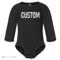 Custom School Spirit Personalize Name Text Baby Long Sleeve Bodysuit thumb 0