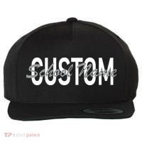 Custom School Spirit Personalize Name Text Wool Snapback Cap thumb 0