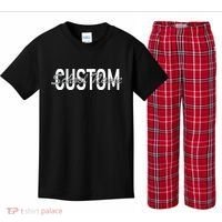 Custom School Spirit Personalize Name Text Kids Plaid Pajama Set thumb 0
