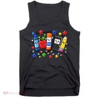 Cute School Supplies Pencil Crayon Teacher Classroom Gift Tank Top thumb 0
