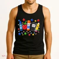Cute School Supplies Pencil Crayon Teacher Classroom Gift Tank Top thumb 3