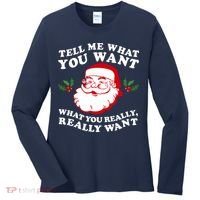 Christmas Santa So Tell Me What You Want Xmas Gift Quote Women's Long Sleeve Shirt thumb 0