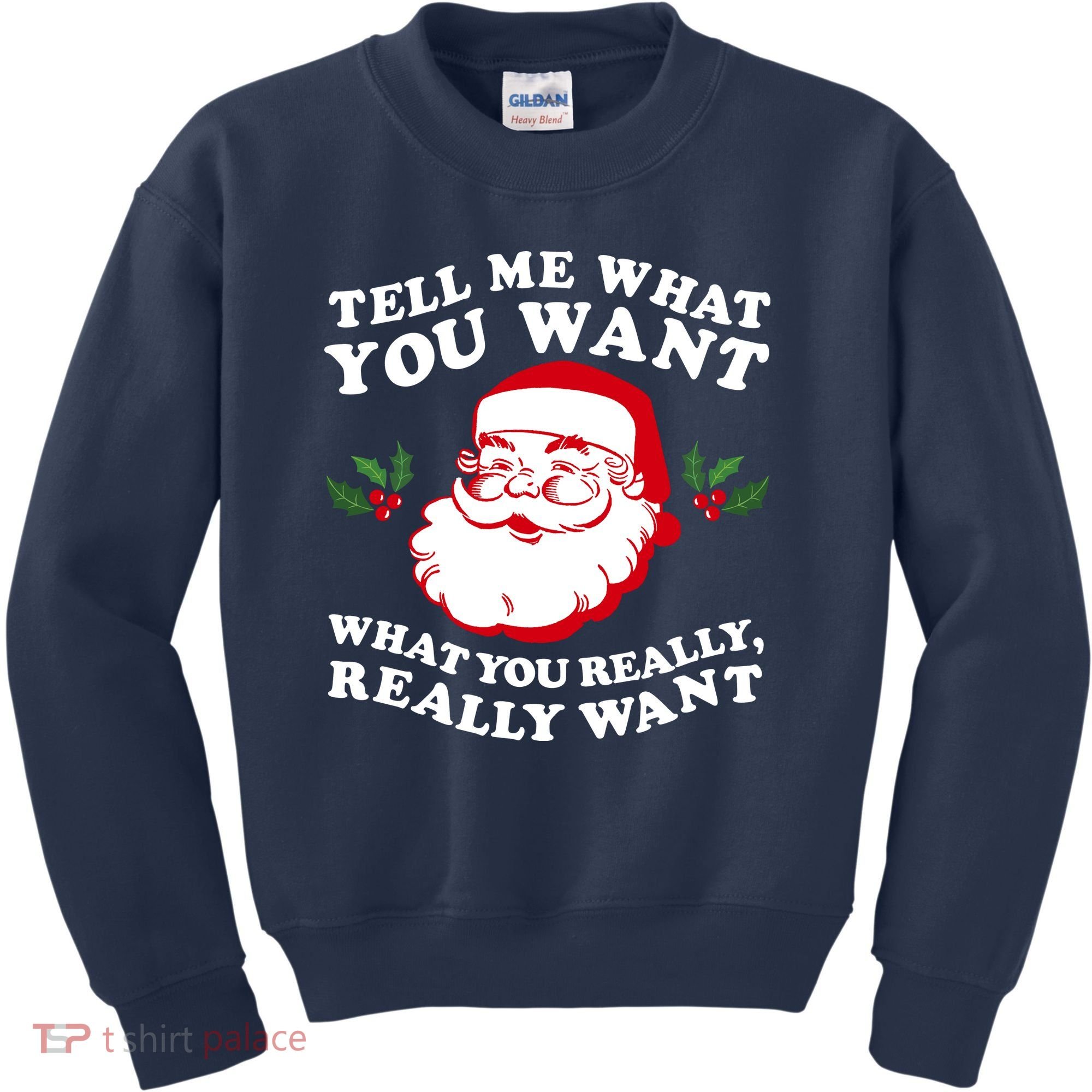 Christmas Santa So Tell Me What You Want Xmas Gift Quote Kids Sweatshirt