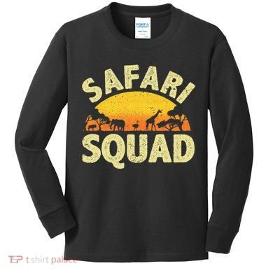 Cool Safari Squad Zoo Animal African Jungle Kids Long Sleeve Shirt