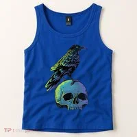 Crow Skull Spooky Raven Gothic Vintage Halloween Tank Top thumb 2