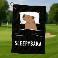 Capybara Sleepybara Sleep Capybara Golf Towel thumb 1