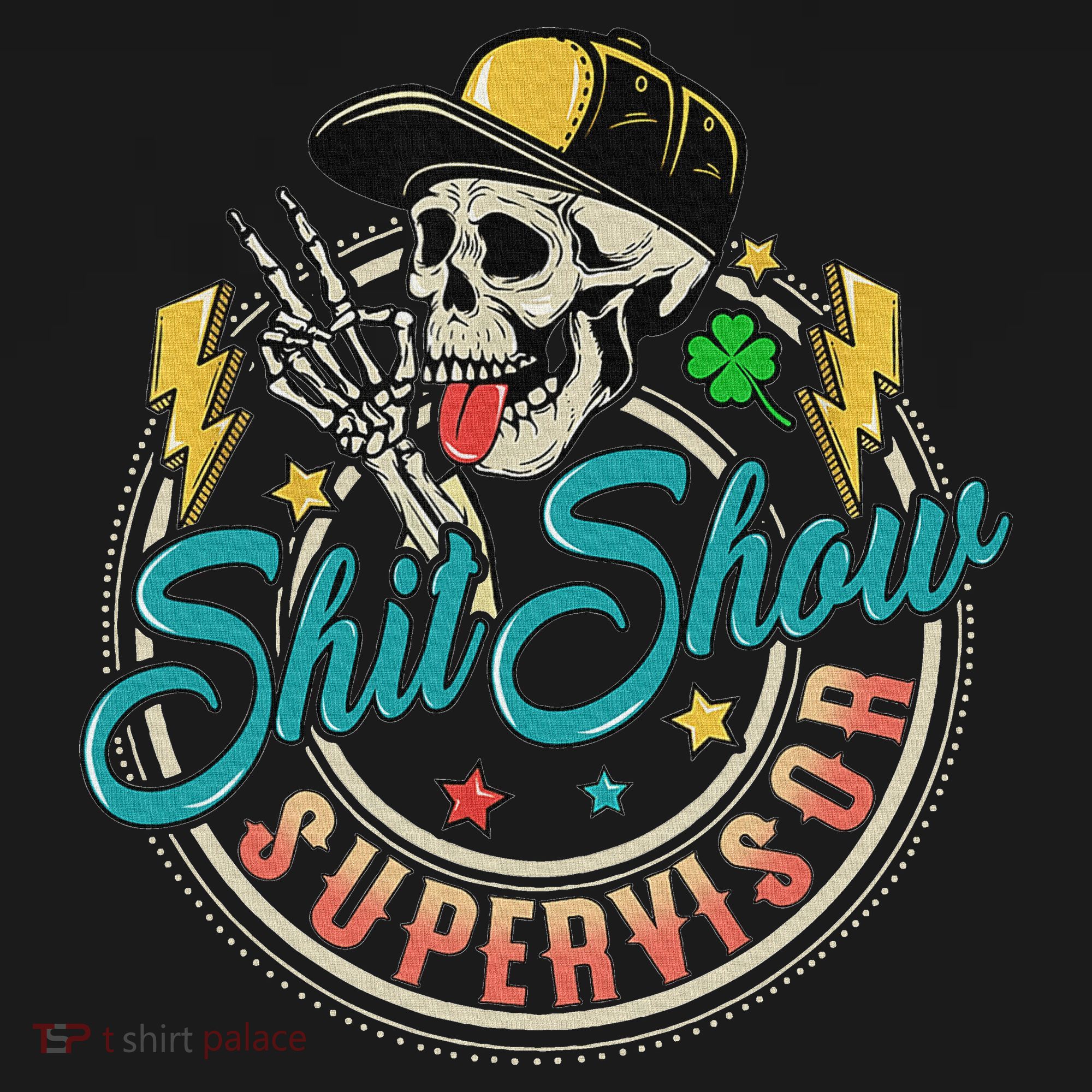 Cool Shit Show Supervisor Skull Hilarious Vintage T-Shirt