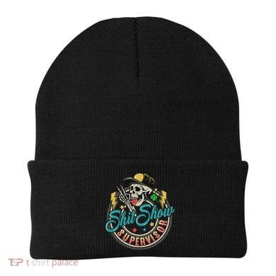 Cool Shit Show Supervisor Skull Hilarious Vintage Beanie