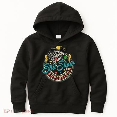 Cool Shit Show Supervisor Skull Hilarious Vintage Kids Hoodie