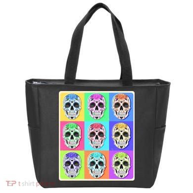 Cool Sugar Skull Pop Art Tote Bag