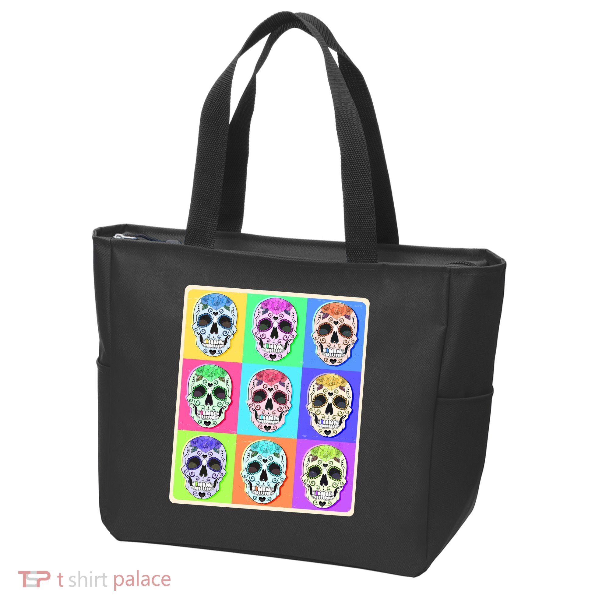 Cool Sugar Skull Pop Art Tote Bag