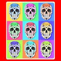 Cool Sugar Skull Pop Art Santa Hat thumb 1