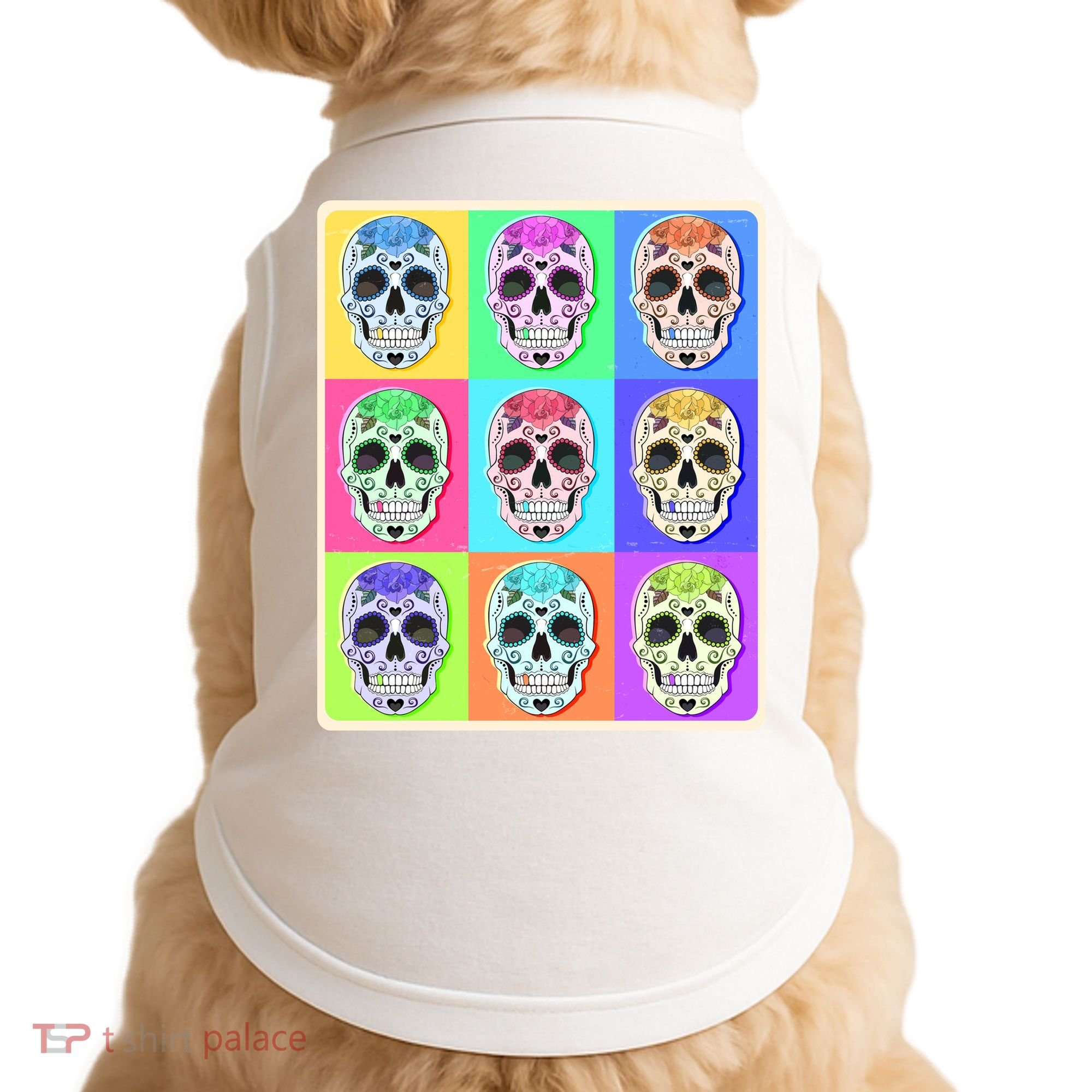 Cool Sugar Skull Pop Art Doggie Tank