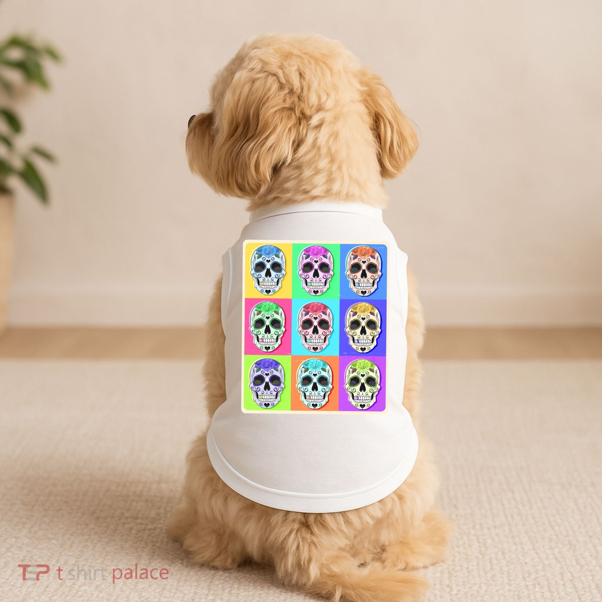 Cool Sugar Skull Pop Art Doggie Tank