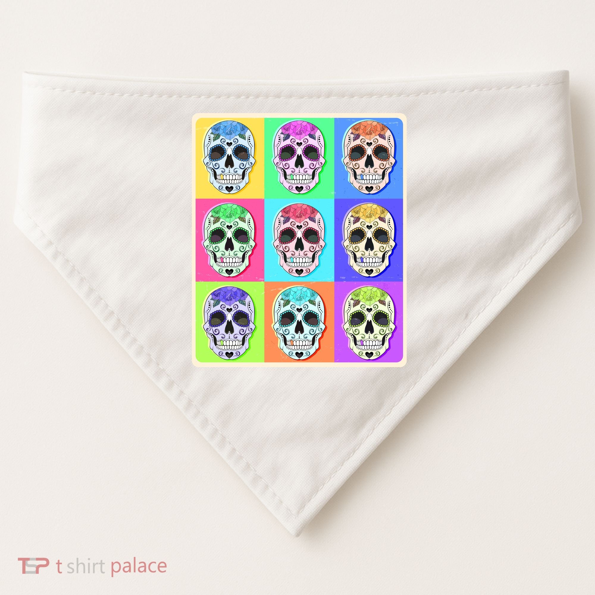 Cool Sugar Skull Pop Art USA-Made Doggie Bandana