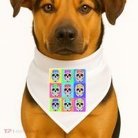 Cool Sugar Skull Pop Art USA-Made Doggie Bandana thumb 1