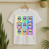 Cool Sugar Skull Pop Art T-Shirt thumb 2