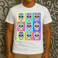 Cool Sugar Skull Pop Art T-Shirt thumb 3