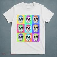 Cool Sugar Skull Pop Art T-Shirt thumb 5
