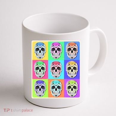 Cool Sugar Skull Pop Art Coffee Mug back