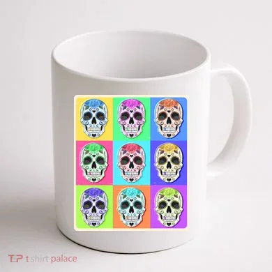 Cool Sugar Skull Pop Art Coffee Mug back
