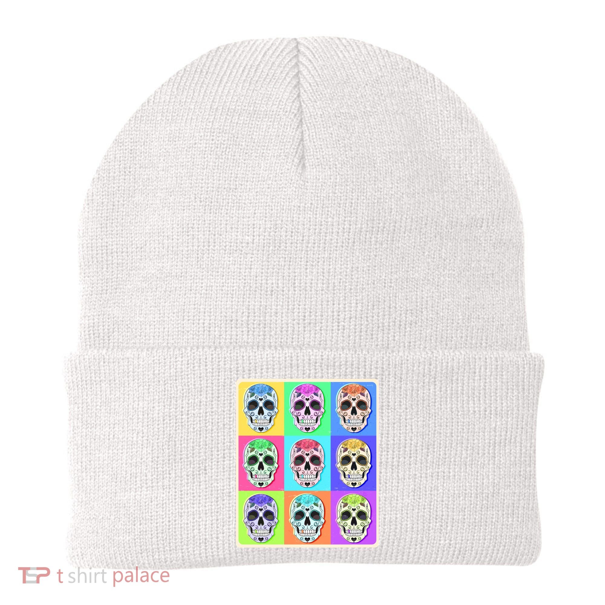 Cool Sugar Skull Pop Art Beanie