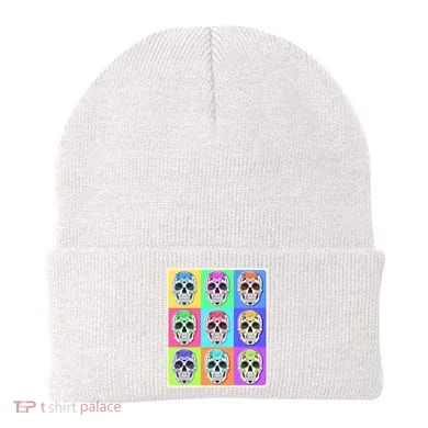 Cool Sugar Skull Pop Art Beanie