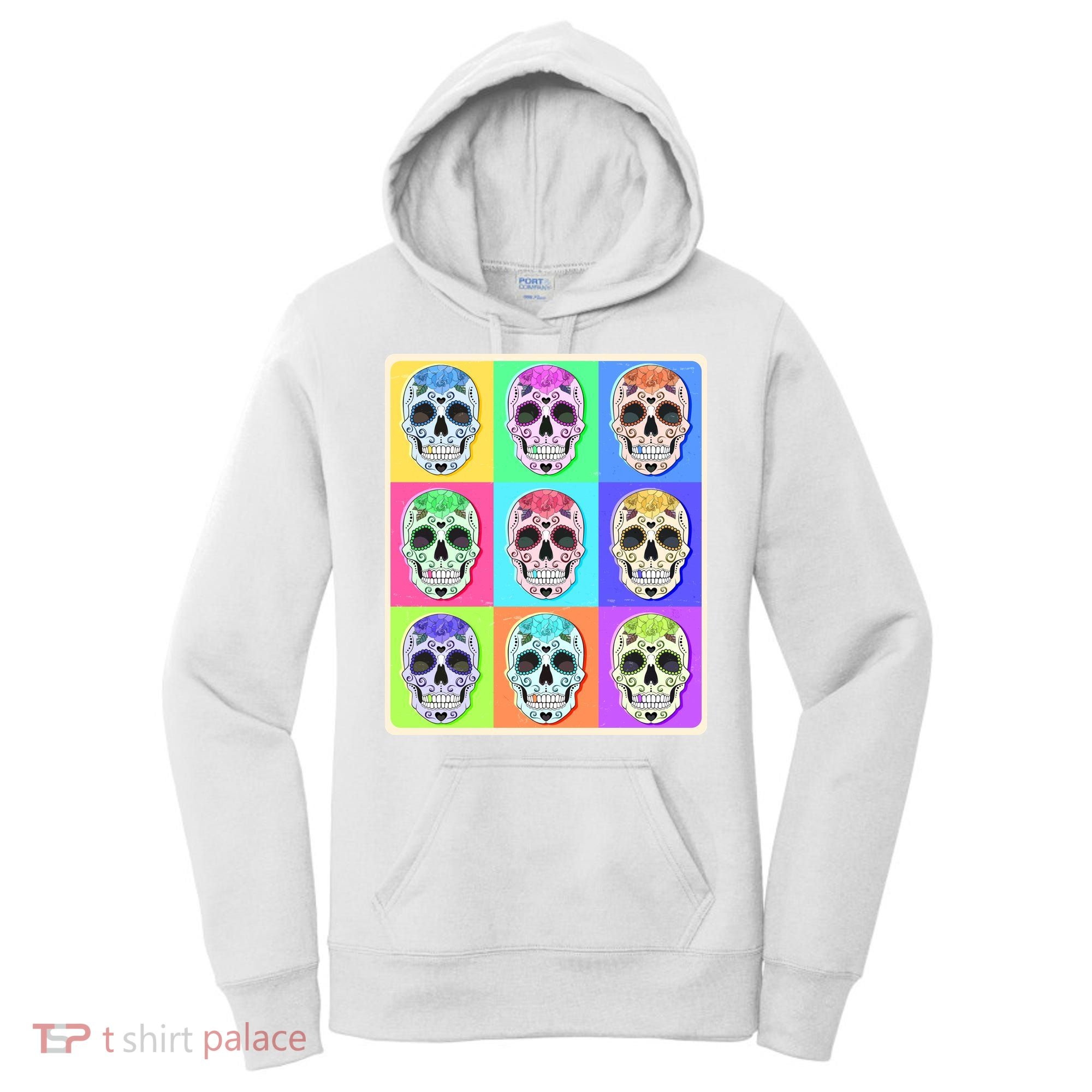 Cool Sugar Skull Pop Art Women's Hoodie