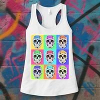 Cool Sugar Skull Pop Art Women's Tank Top thumb 3