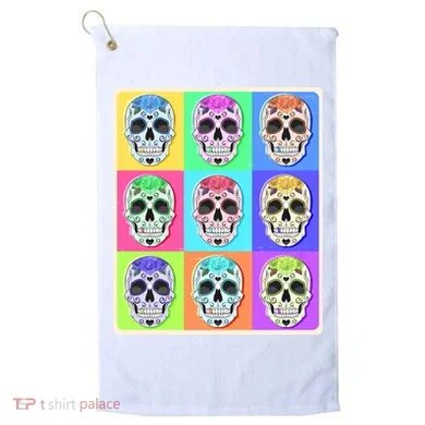 Cool Sugar Skull Pop Art Golf Towel