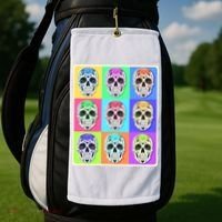 Cool Sugar Skull Pop Art Golf Towel thumb 2