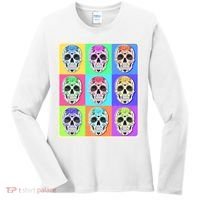 Cool Sugar Skull Pop Art Women's Long Sleeve Shirt thumb 0