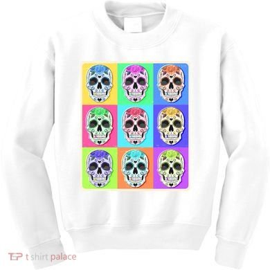 Cool Sugar Skull Pop Art Kids Sweatshirt