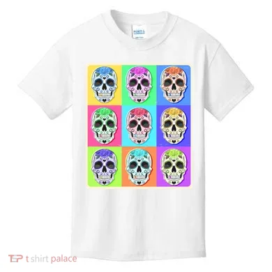 Cool Sugar Skull Pop Art Kids T-Shirt