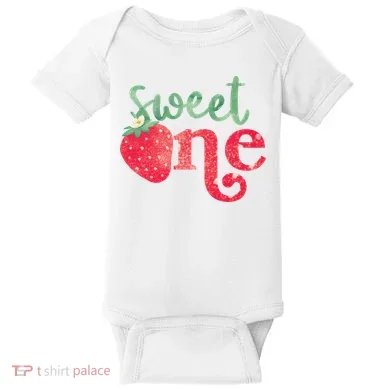 Cute Strawberry Sweet One Baby Bodysuit