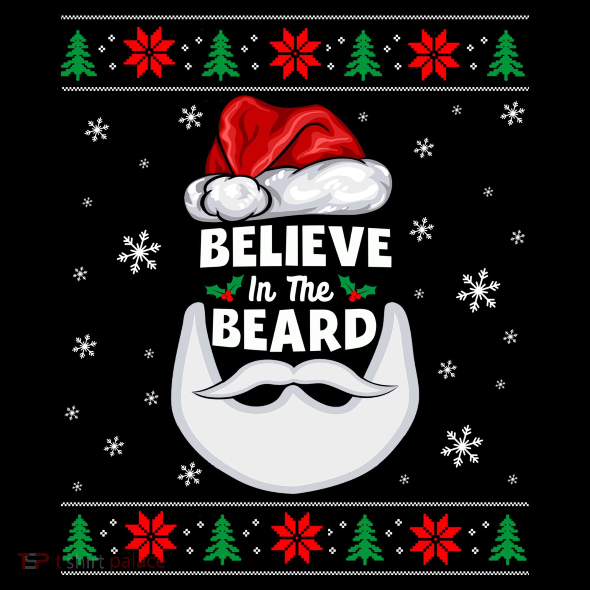 Christmas Snow Santa Believe In The Beard Ugly Sweater Gift Bucket Hat