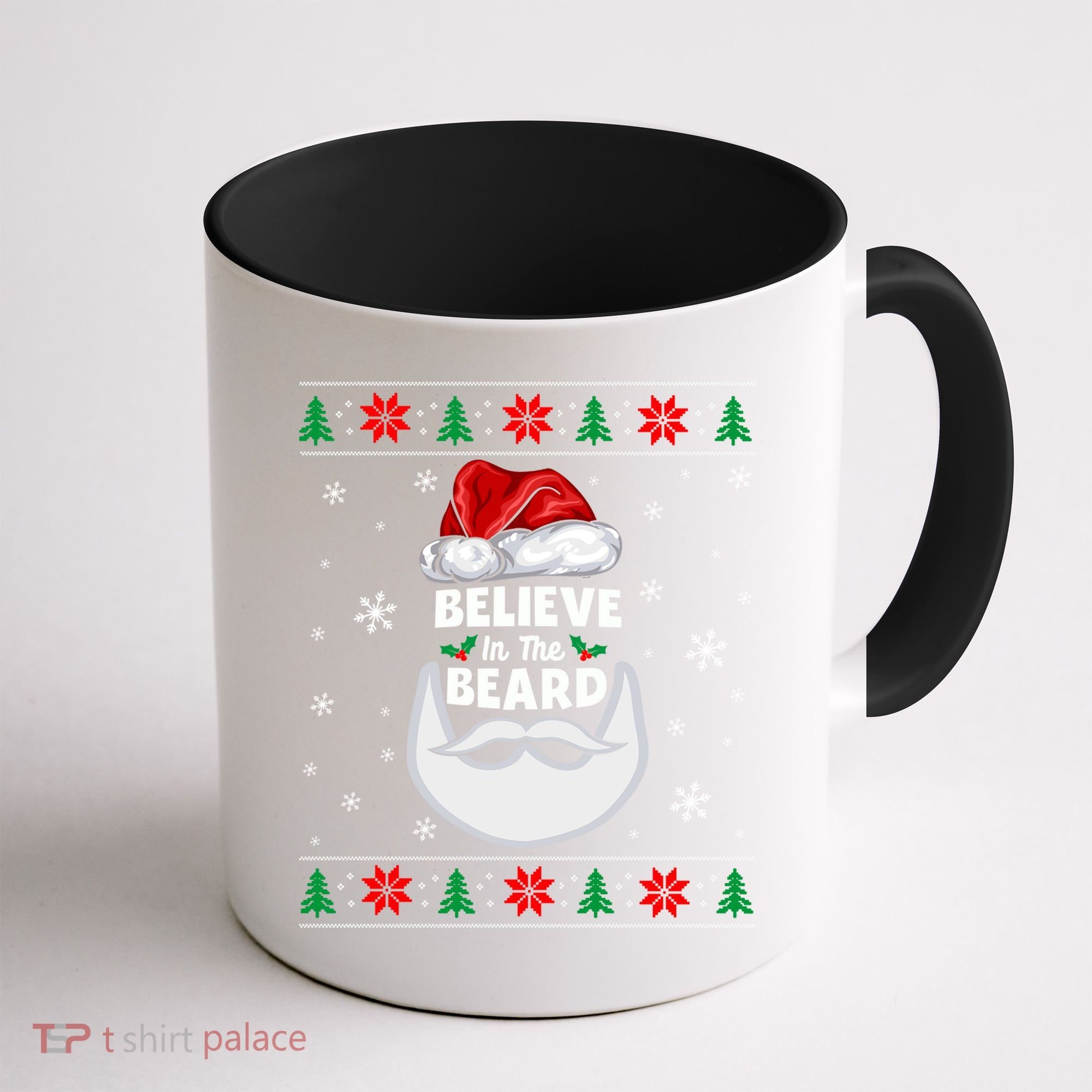 Christmas Snow Santa Believe In The Beard Ugly Sweater Gift Coffee Mug