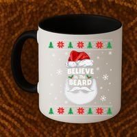 Christmas Snow Santa Believe In The Beard Ugly Sweater Gift Coffee Mug thumb 2