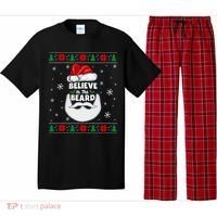 Christmas Snow Santa Believe In The Beard Ugly Sweater Gift Pajama Set thumb 0