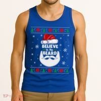 Christmas Snow Santa Believe In The Beard Ugly Sweater Gift Tank Top thumb 3