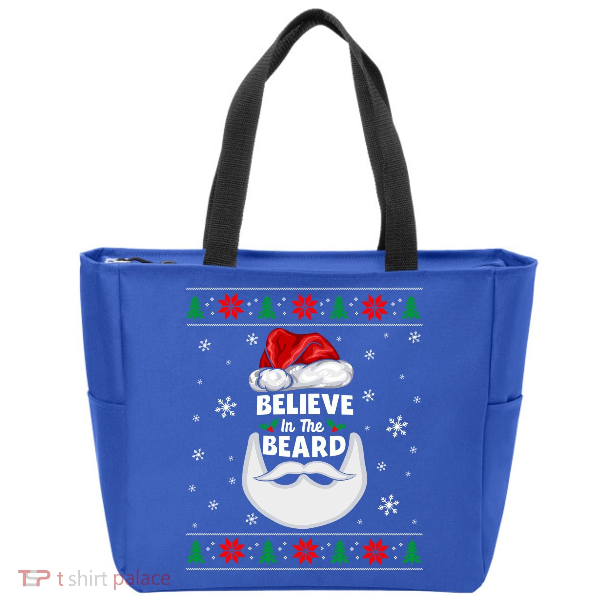 Christmas Snow Santa Believe In The Beard Ugly Sweater Gift Tote Bag