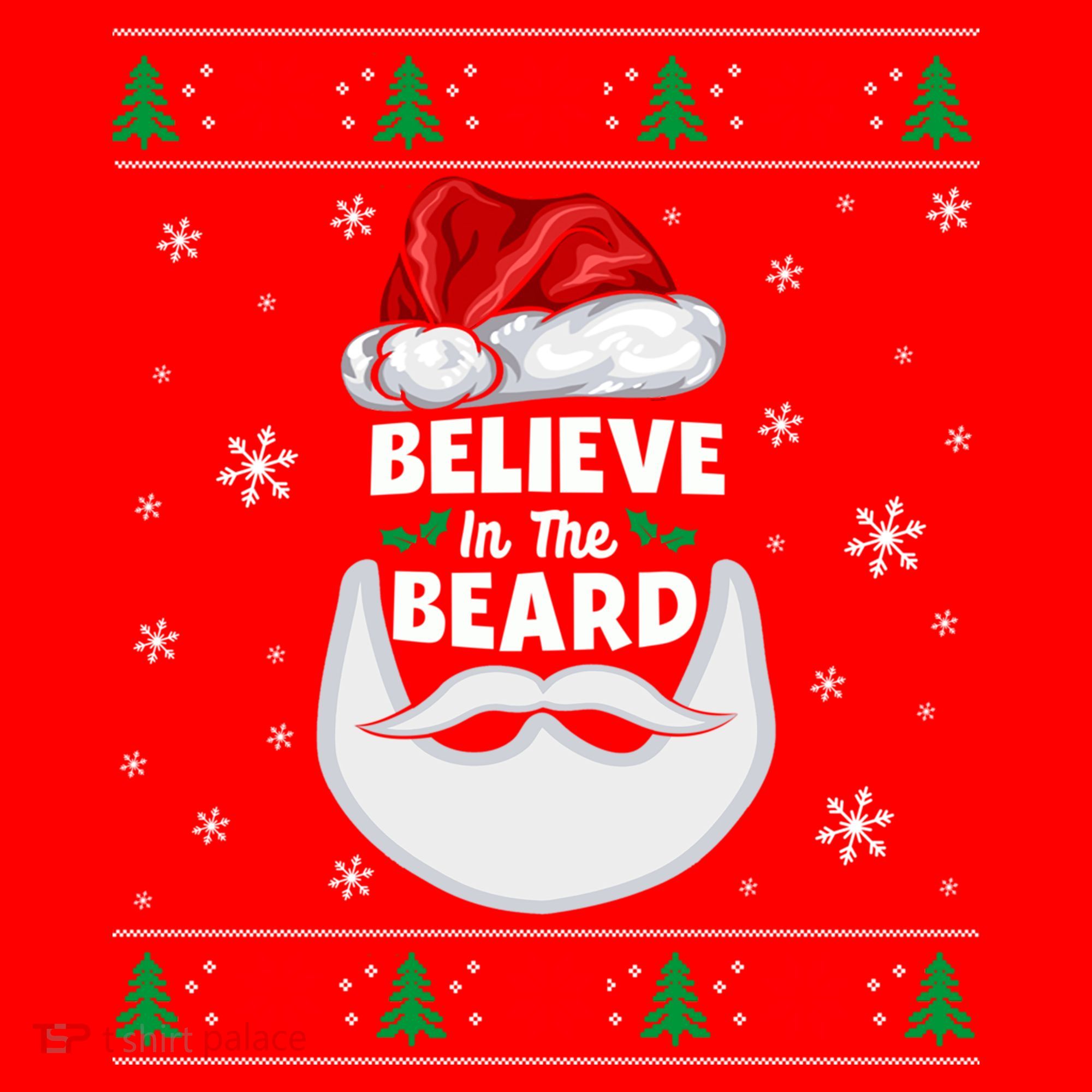 Christmas Snow Santa Believe In The Beard Ugly Sweater Gift Santa Hat