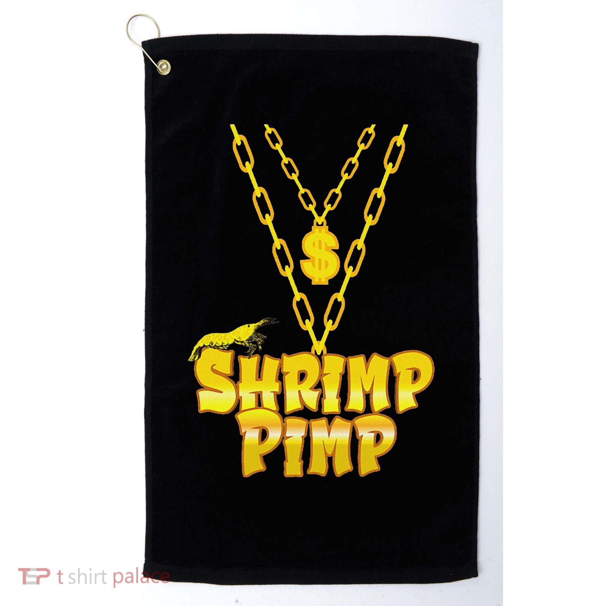 Cherry Shrimp Shrimp Pimp Necklace Funny Aquarium Jewelry Golf Towel