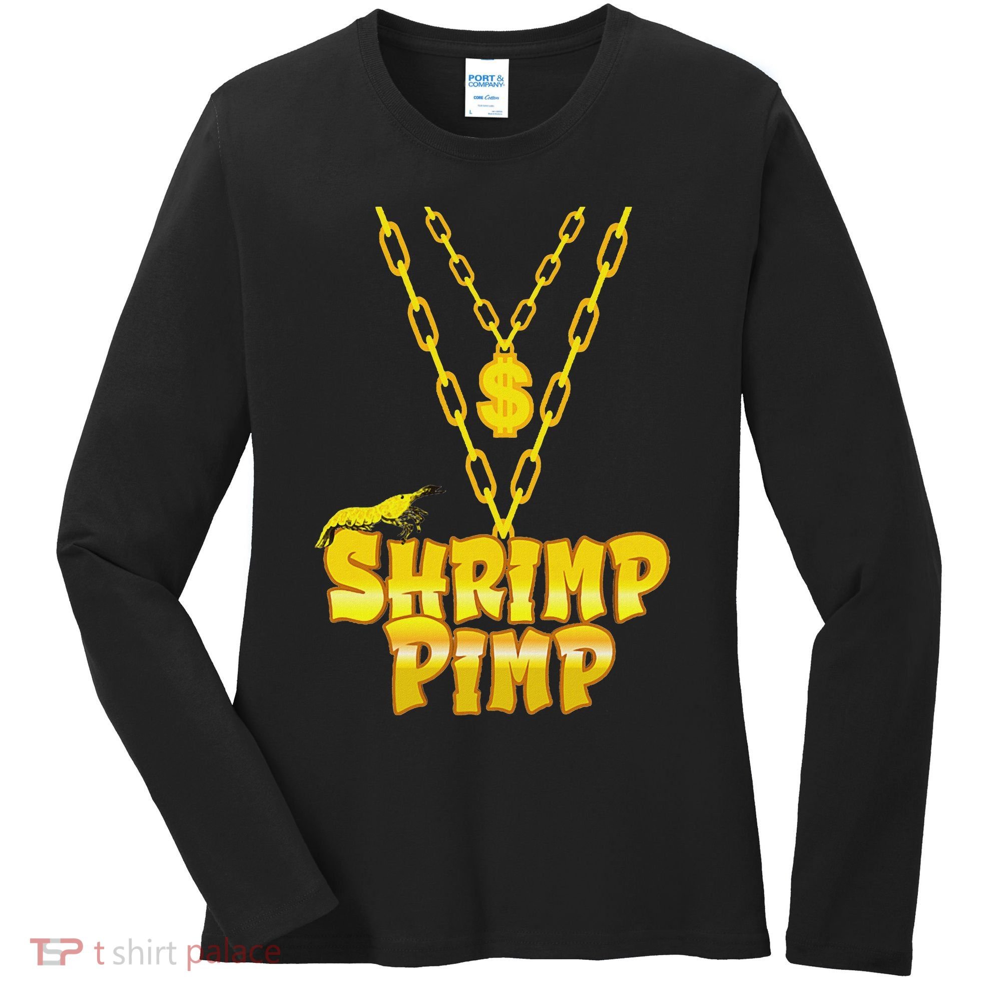 Cherry Shrimp Shrimp Pimp Necklace Funny Aquarium Jewelry Women's Long Sleeve Shirt