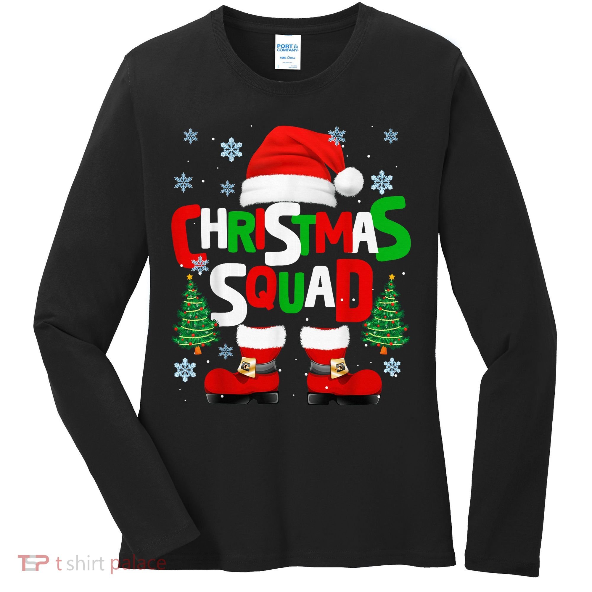 Christmas Squad Santa Claus Xmas Family Matching Pajamas Women's Long Sleeve Shirt